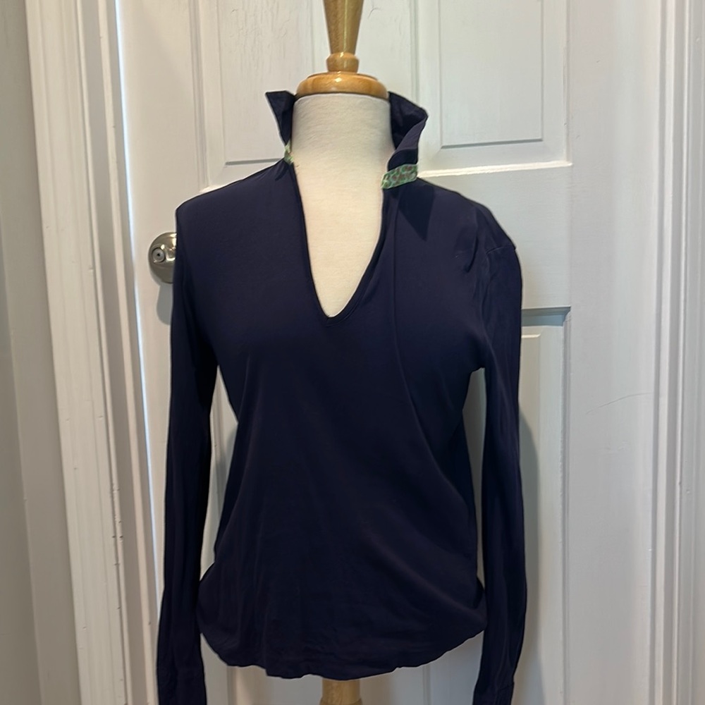 Lilly Pulitzer Navy Long Sleeve Blouse